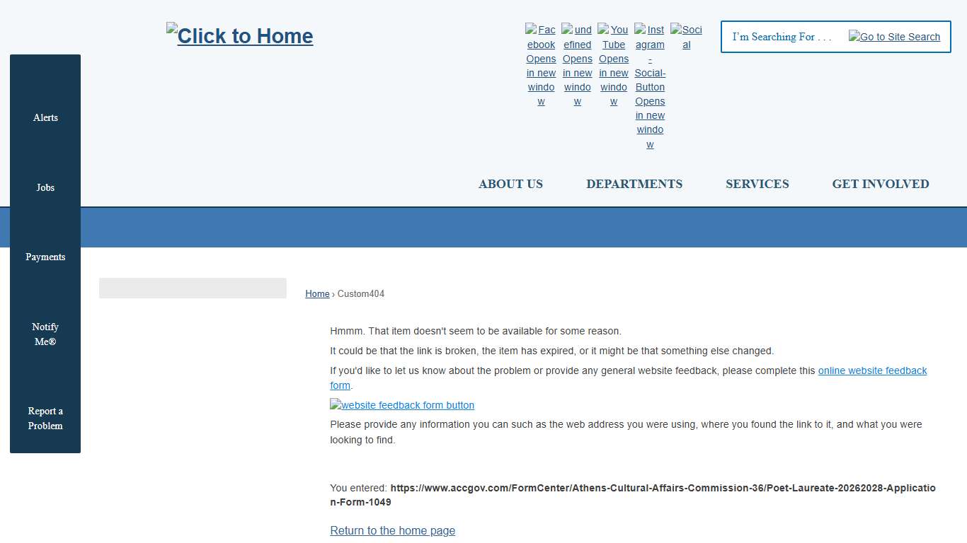 Custom404 • Athens-Clarke County, GA • CivicEngage